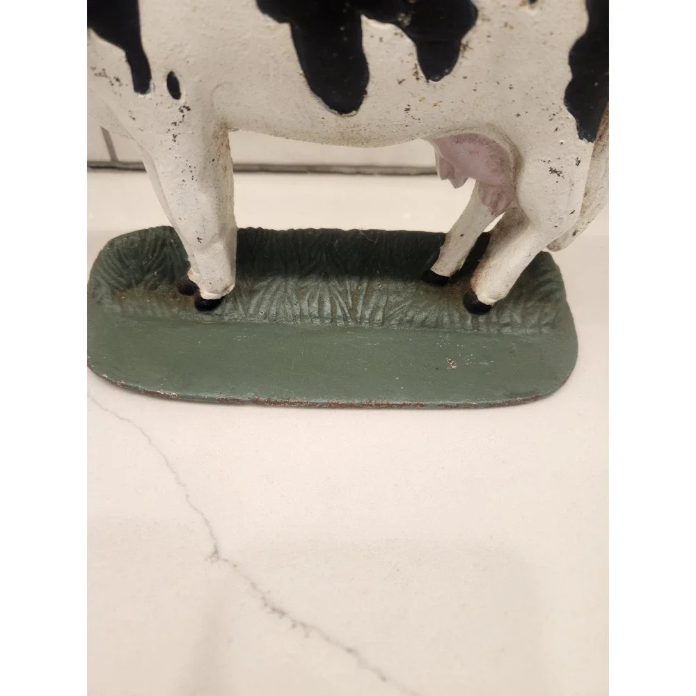 Vintage Hand Painted Cast Iron Cow Door Stopper/Paper Weight, Bookend‎ Folk Art